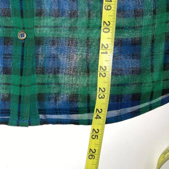 Banana Republic Watch Plaid Blouse Dark Green Button Up Xxsmall Petite Women’s - Picture 7 of 10